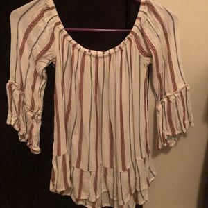 Off shoulder striped shirt